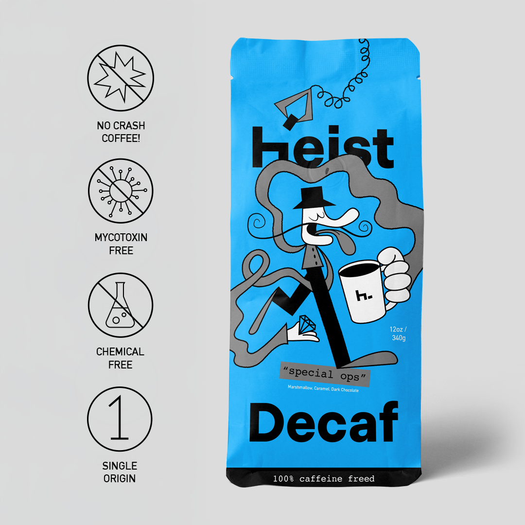 Heist Decaf Coffee Bag