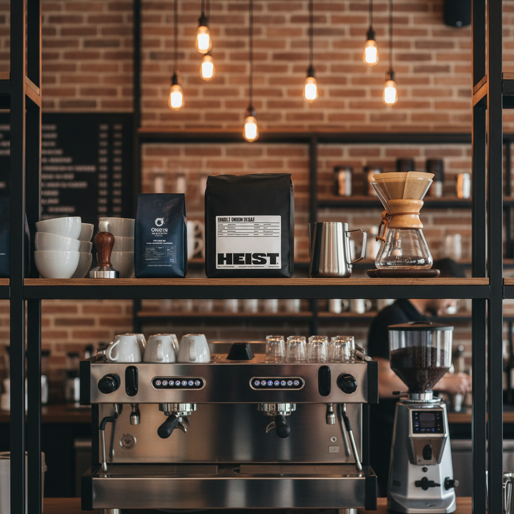 Heist Decaf in commercial cafe