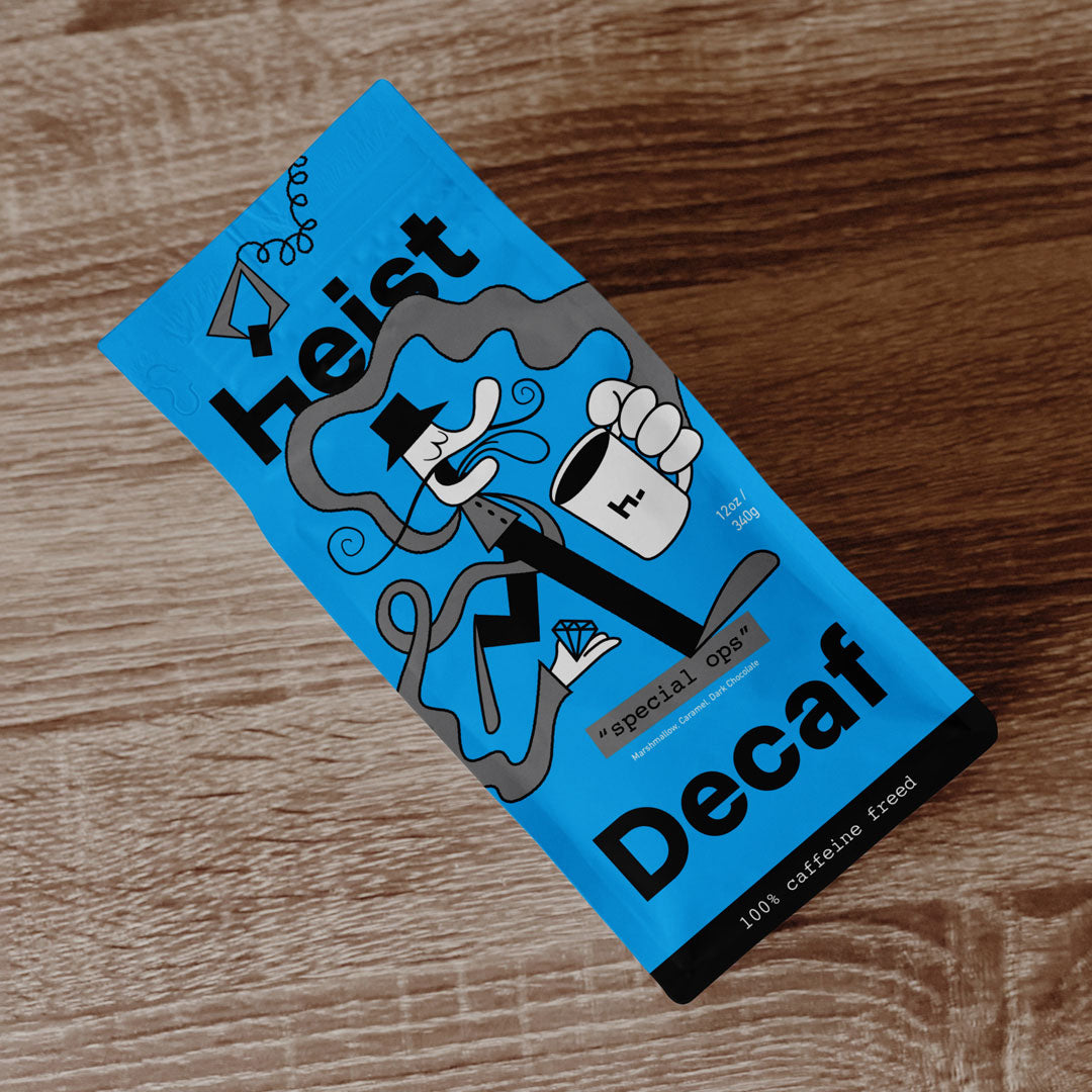 Heist Decaf Coffee Bag